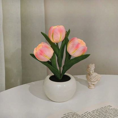 Tulip Night Light Lamp - Lifelike LED Flowers, Soft Warm Glow