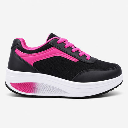 Wave Orthopedic Sole Walking Shoes For Women Colour Black Pink Front Hero