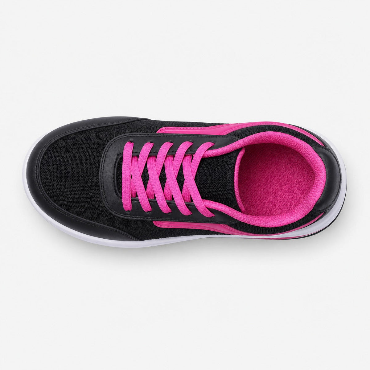 Wave Orthopedic Sole Walking Shoes For Women Colour Black Pink Top Down Detail