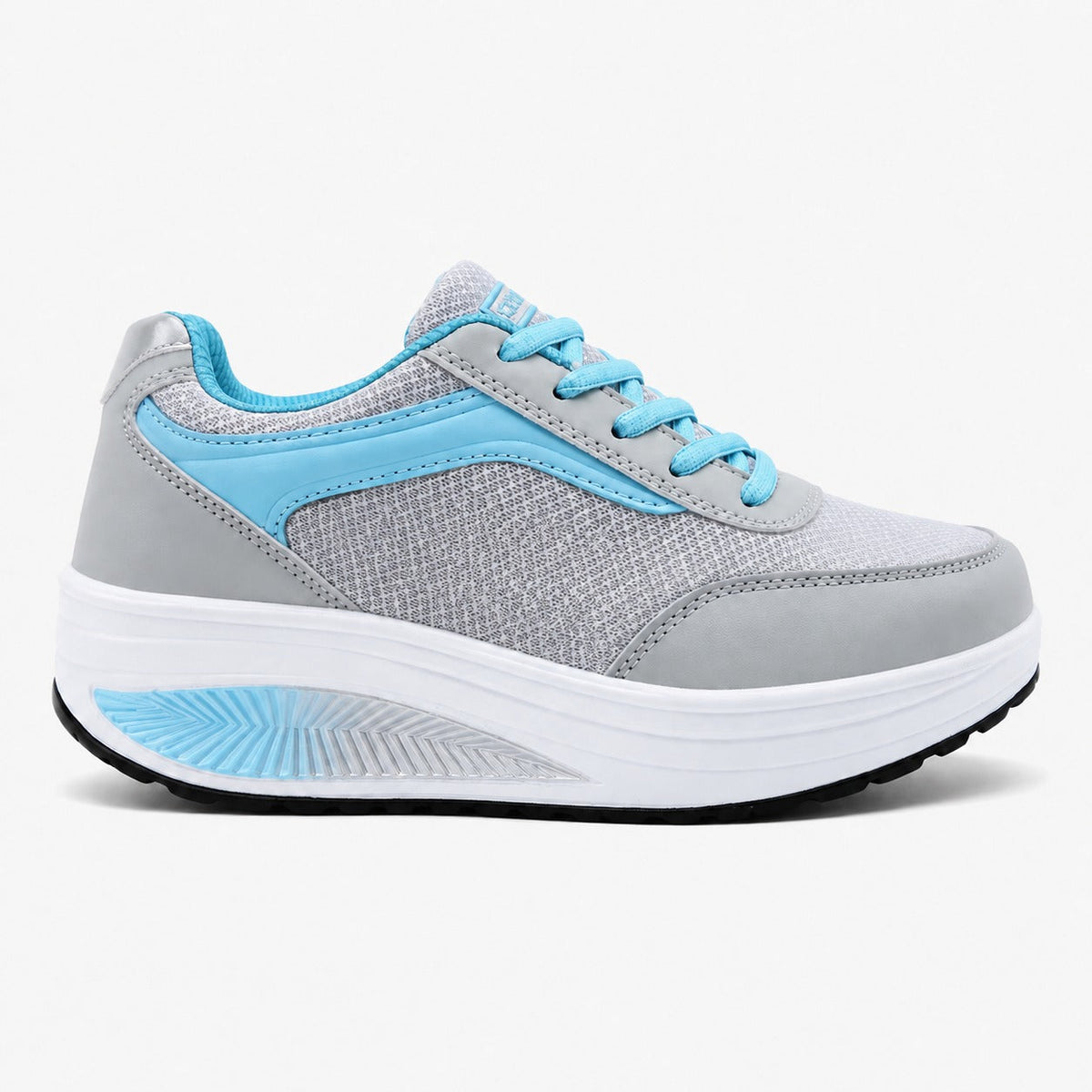 Wave Orthopedic Sole Walking Shoes For Women Colour Grey Blue Front Hero
