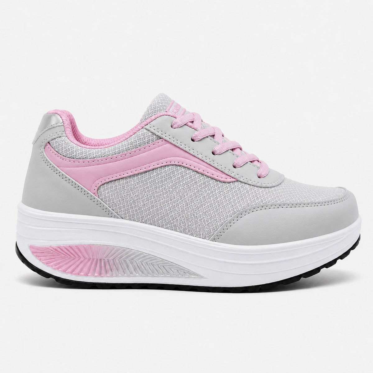 Wave Orthopedic Sole Walking Shoes For Women Colour Grey Pink Front Hero