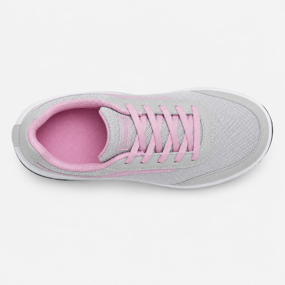 Wave Orthopedic Sole Walking Shoes For Women Colour Grey Pink Top Down Detail
