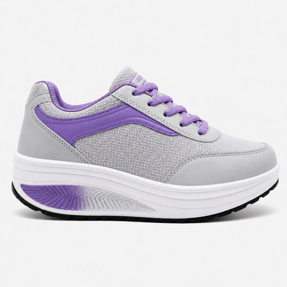 Wave Orthopedic Sole Walking Shoes For Women Colour Grey Purple Front Hero
