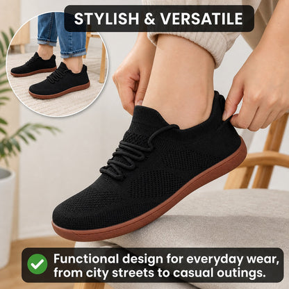 Zenn Wide Toe Barefoot Shoes For Women Colour Black Stylish Versatile Lifestyle