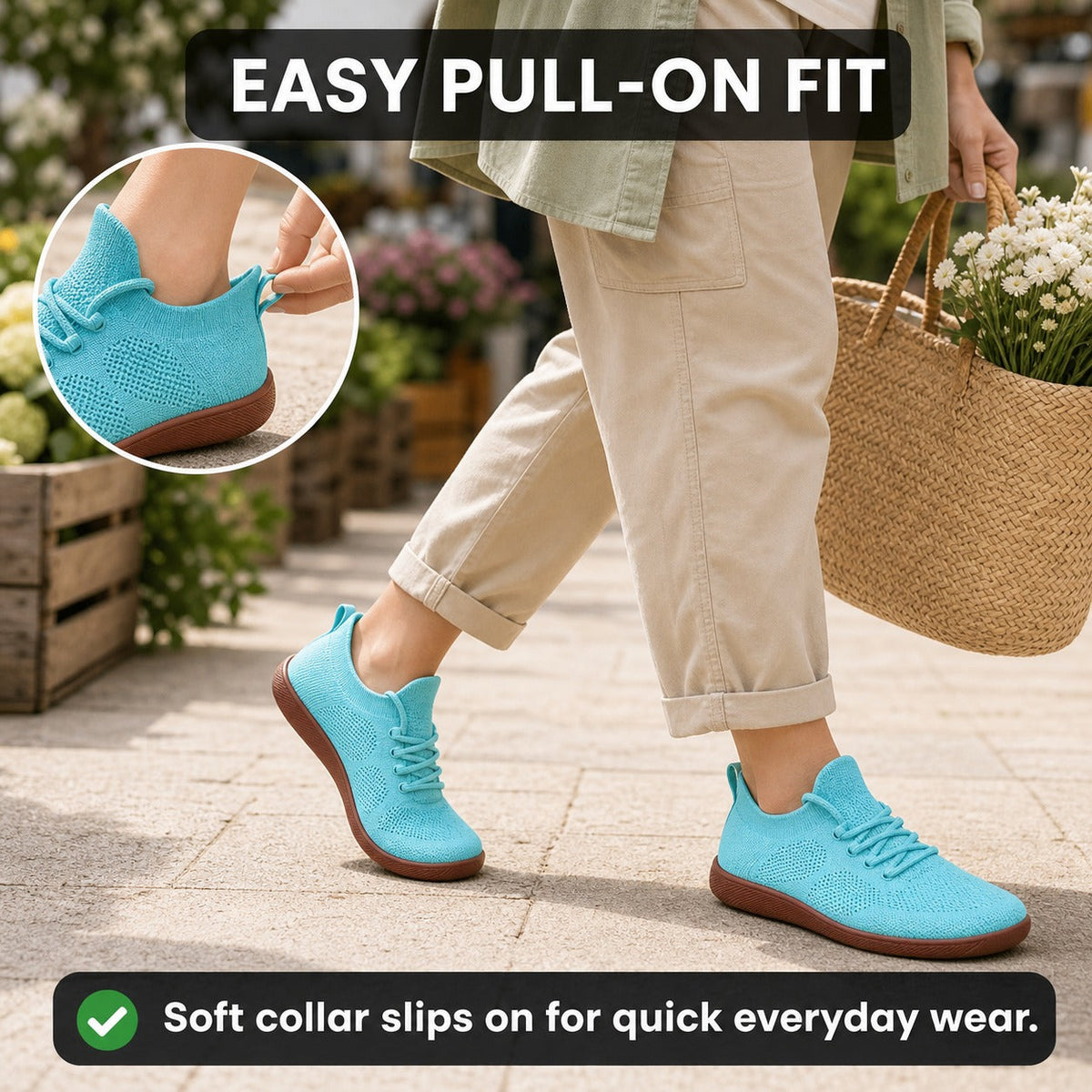 Zenn Wide Toe Barefoot Shoes For Women Colour Blue Easy Pull On Lifestyle