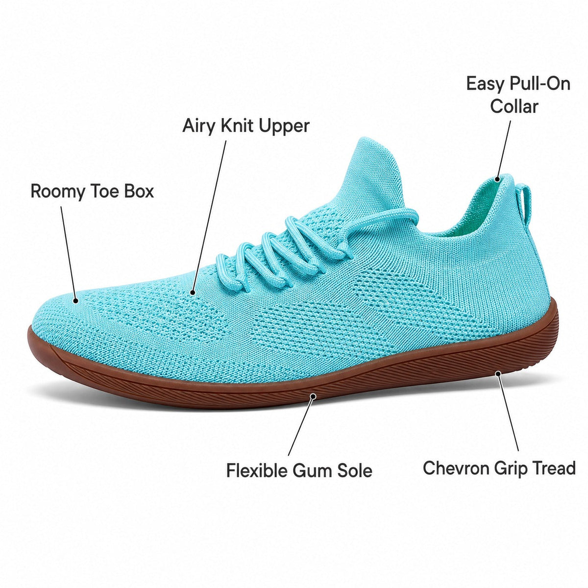 Zenn Wide Toe Barefoot Shoes For Women Colour Blue Wide Toe Feature Diagram