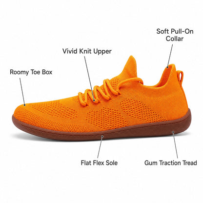 Zenn Wide Toe Barefoot Shoes For Women Colour Orange Wide Toe Feature Callout